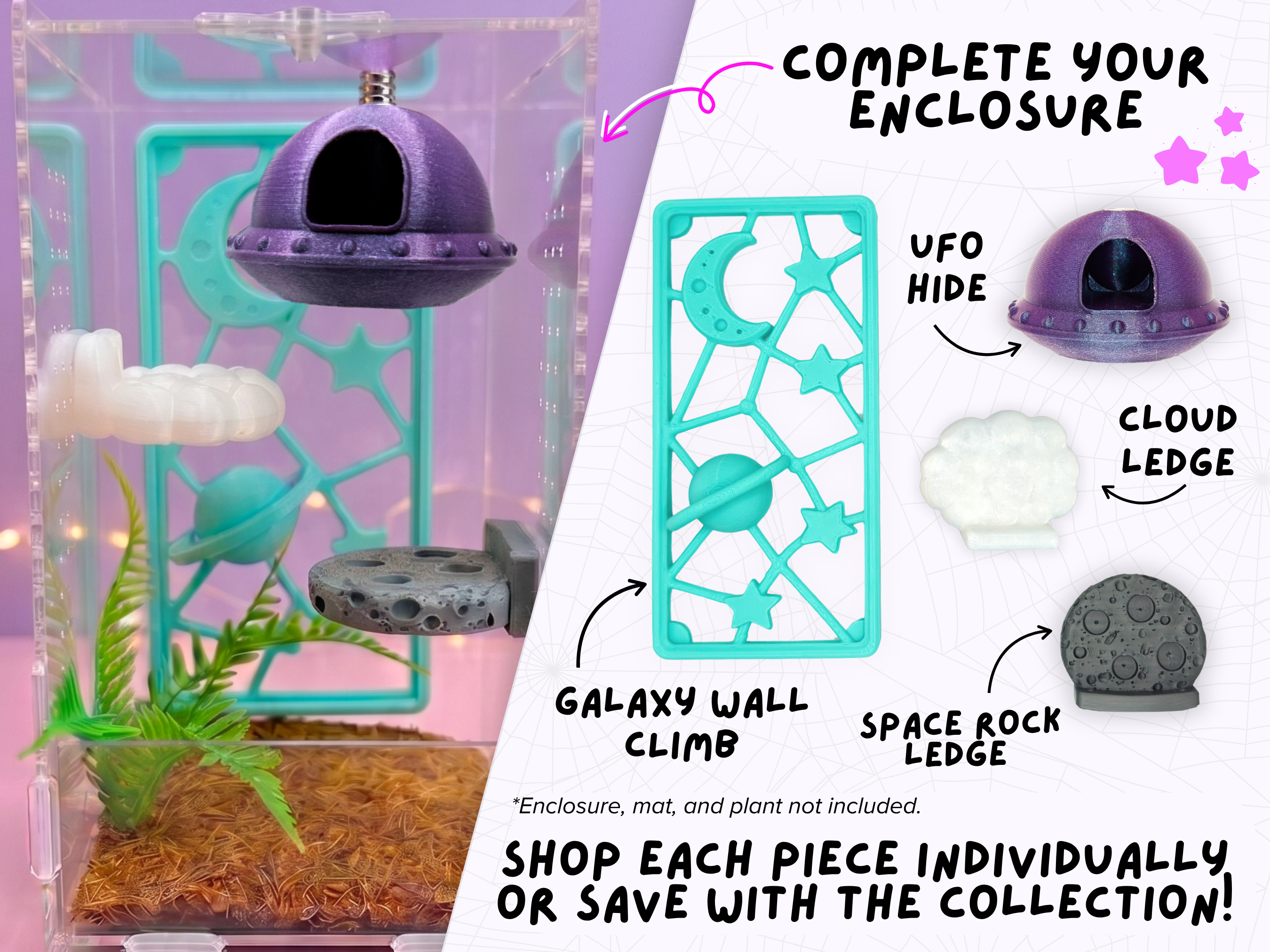 Alien UFO-shaped magnetic ledge included in the Jumping Spider Magnetic Space Themed Ledges set - Spood Society