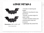 Dimensions diagram for the bat ledge included in the Haunted Halloween Complete Jumping Spider Enclosure - Spood Society