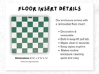 Dimensions diagram for the floor insert included in the Woodland Whimsy Complete Jumping Spider Enclosure - Spood Society