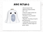 Dimensions diagram for the ghost-shaped hide included in the Haunted Halloween Complete Jumping Spider Enclosure - Spood Society