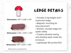 Dimensions diagram for the ledge included in the Woodland Whimsy Complete Jumping Spider Enclosure - Spood Society