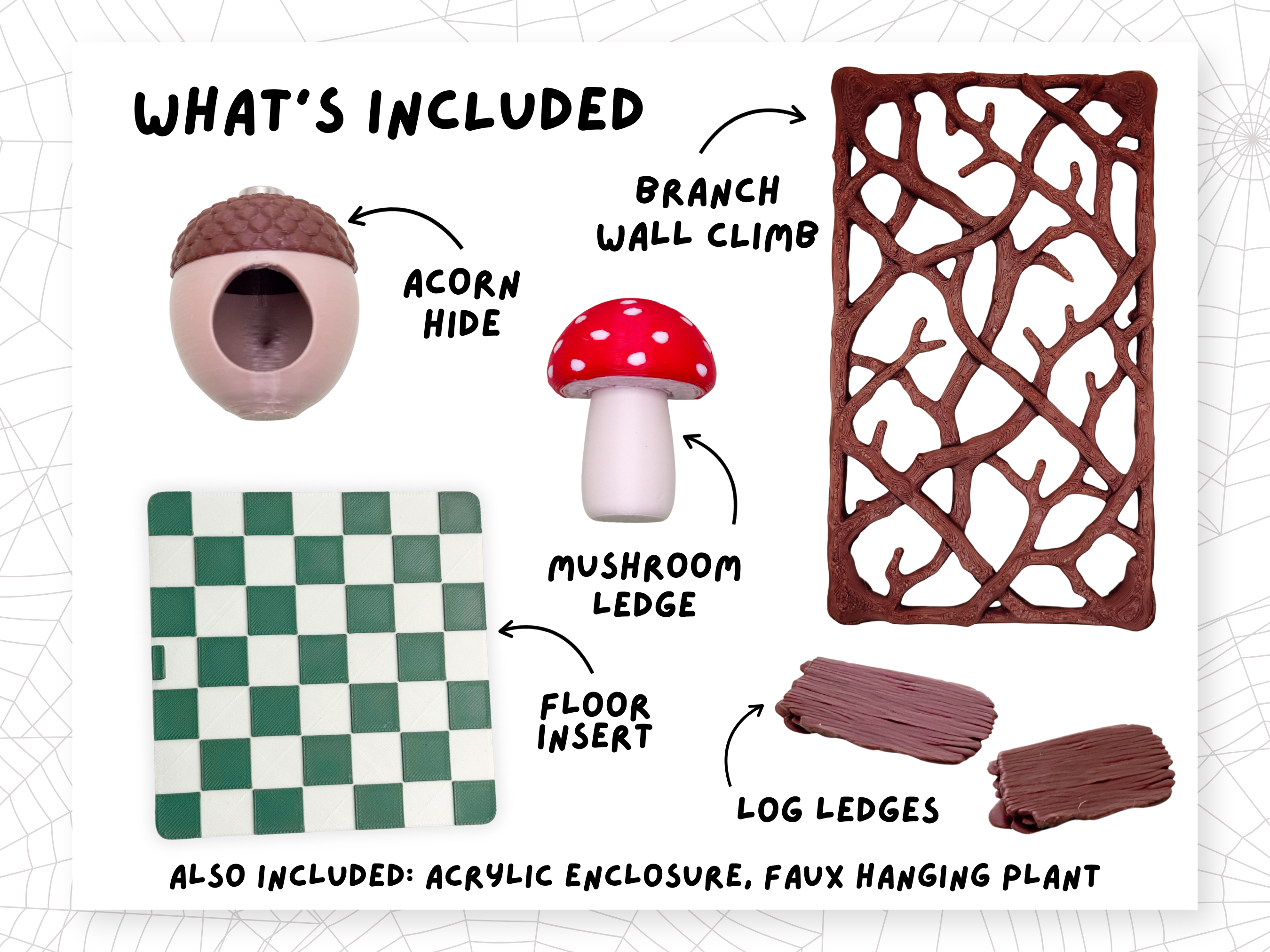 Woodland Whimsy Complete Jumping Spider Enclosure shown with decor - Spood Society